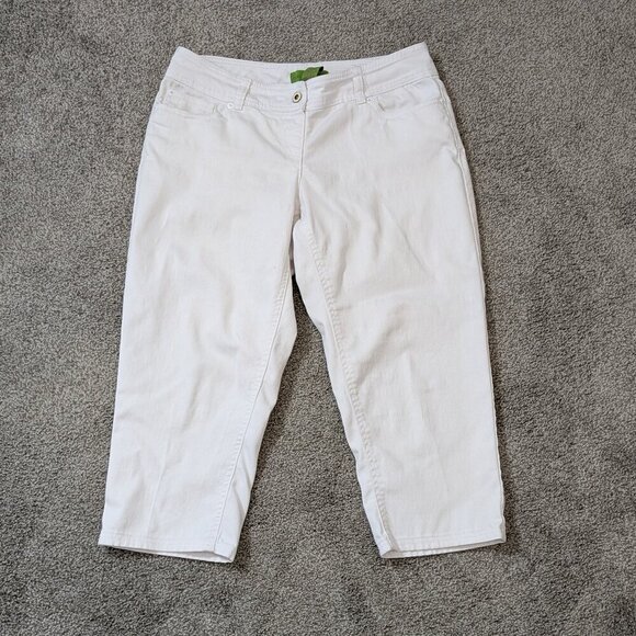 ISLAND REPUBLIC White Stretch Denim Low Rise Cropped Jeans / Capris; Size 6 - Picture 1 of 4